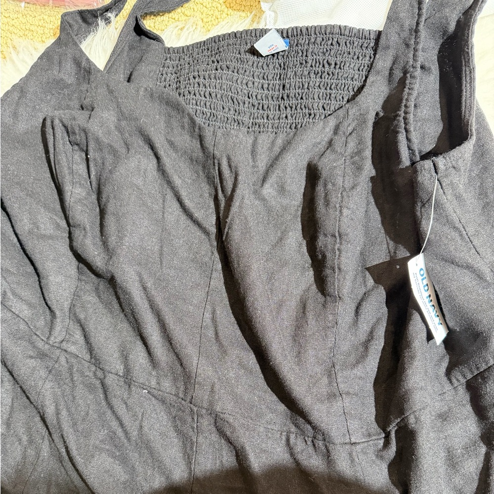 NWT Old Navy 3X Black Fit & Flare Sleeveless Linen-Blend Midi Dress Dresses - Picture 4 of 5